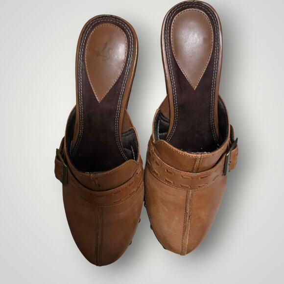 LifeStride Soft System Brown Leather Buckle Clog Mules | Comfort Shoes 7.5 - Picture 8 of 10